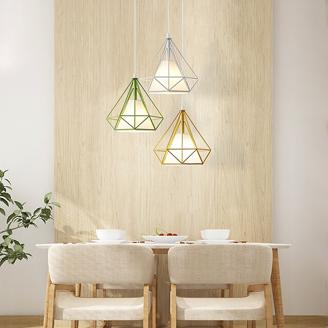 Lights & Lighting Pendant Lights | 25 cm Single Design Pendant Light Metal Geometrical Painted Finishes LED Modern Country 220-2