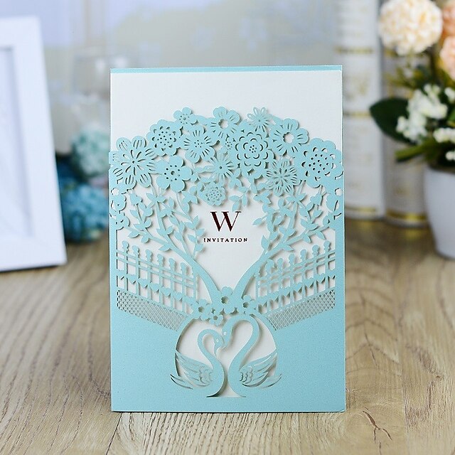  Wrap & Pocket Wedding Invitations 10pcs - Invitation Cards Fairytale Theme / Floral Style Pearl Paper 5