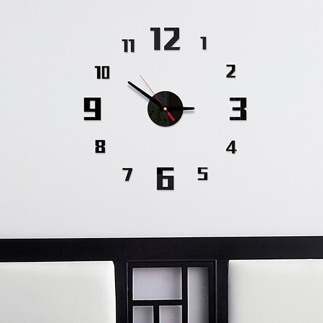  Modern Contemporary / Fashion Acrylic Round Classic Theme Indoor Battery Decoration Wall Clock Yes Black No