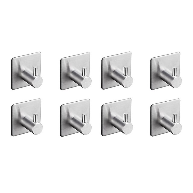 8pcs Wall Hooks for Coats,Rustproof 3M Self-adhesive Chrome Stainless Steel Robe Hooks,Wall Mounted Coat Hooks For Bathroom,Bedroom,Kitchen(Matte Black/Brushed Nickel)2