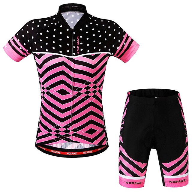  WOSAWE Women's Short Sleeve Cycling Jersey with Shorts - Fuchsia Plus Size Bike Shorts Jersey Clothing Suit 3D Pad Sports Scales Mountain Bike MTB Road Bike Cycling Clothing Apparel / Advanced