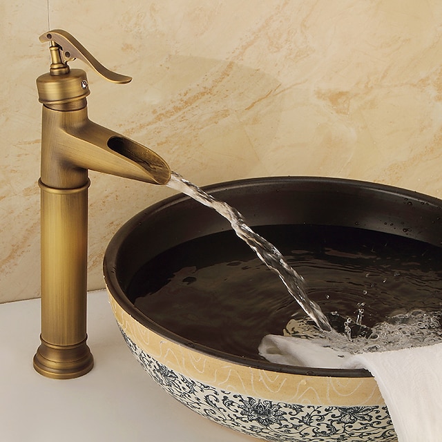  kylpyhuoneen tiskiallashana - vesiputous antiikki messinki / galvanoitu keskussarja yksikahvainen yksireikäinen kylpyhana