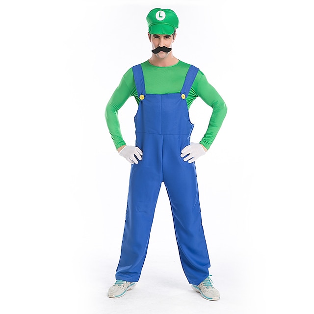 Uniforms Mario Cosplay Costume Hat Masquerade Costume Adults' Men's Party / Evening Halloween Christmas Halloween Carnival Festival / Holiday Polyster Red / Green Men's Women's Male Easy Carnival