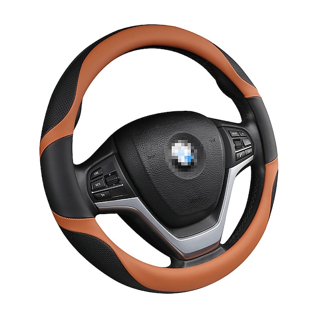 Consumer Electronics Automotive | Steering Wheel Covers leatherette 38cm Black / White / Black / Blue / Black / Red For universa