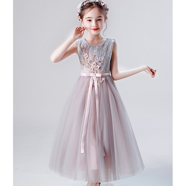  ילדים קטן בנות שמלה אחיד אפור שמלות