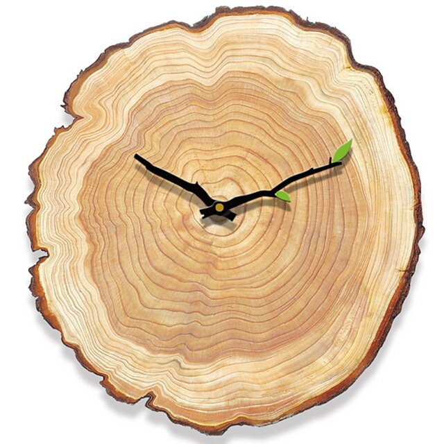  סגנון מודרני עץ לֹא סָדִיר בבית / בטבע סוללות מופעל תַפאוּרָה שעון קיר כן מראה מלוטשת No