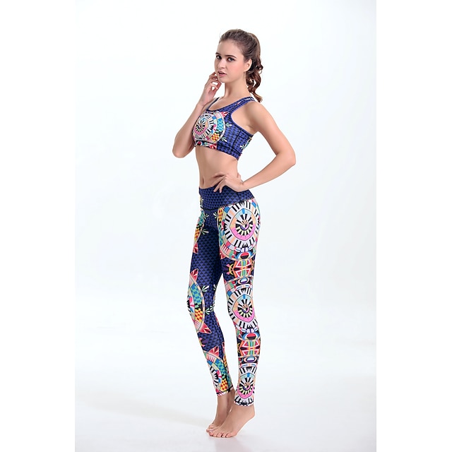  Women's Yoga Suit Summer Galaxy Star Print Zumba Yoga Dance Compression Clothing Clothing Suit Sleeveless Sport Activewear Quick Dry Moisture Permeability Lightweight Breathable Seamless Stretchy