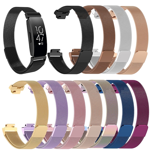  1PC Smart Watch Band Compatible with Fitbit Inspire 2 / Inspire / Inspire HR Stainless Steel Smartwatch Strap Breathable Magnetic Clasp Metal Band Replacement  Wristband