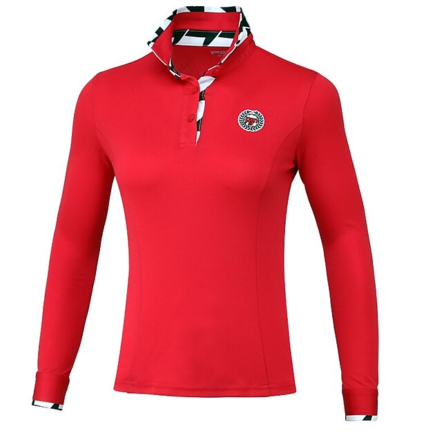  Dam Röd Mörk Marin Långärmad Lättvikt POLO Shirt Mode Golfkläder för damer Kläder Outfits Bär kläder