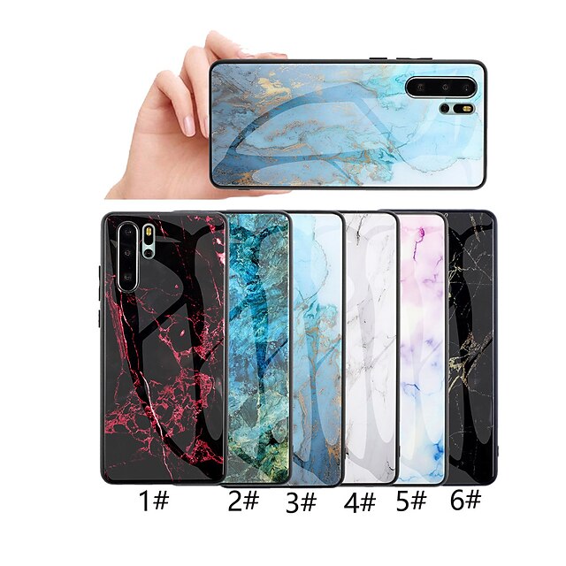  Phone Case For Huawei Back Cover Huawei P20 Huawei P20 Pro Huawei P20 lite Huawei P30 Huawei P30 Pro Huawei P30 Lite Pattern Marble Hard Tempered Glass