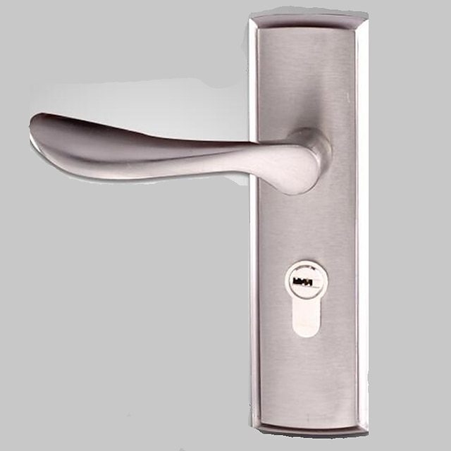  Indoor wooden door lock single tongue lock bedroom door lock lock handle single tongue anti-theft toilet mechanical door lock silver white