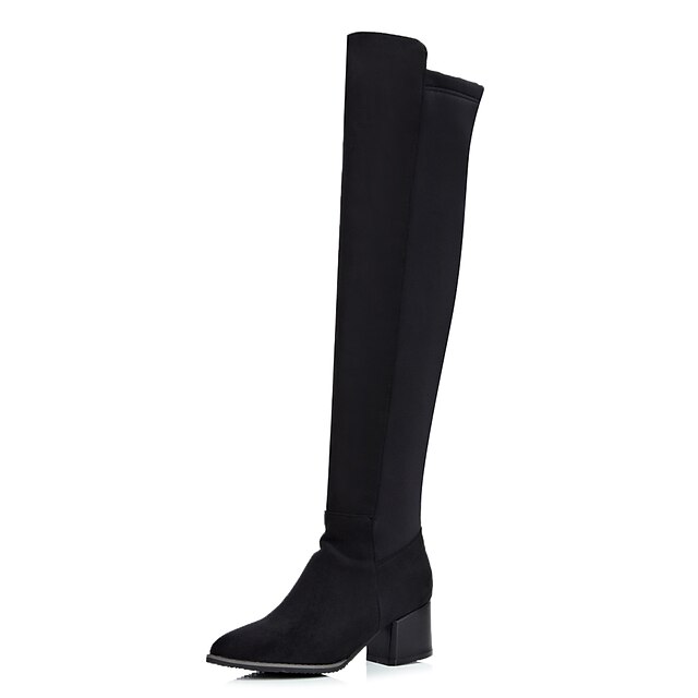  Women's Boots Over-The-Knee Boots Daily Party & Evening Chunky Heel Round Toe British Minimalism PU Loafer Black