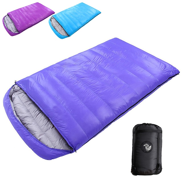  Shamocamel® Sleeping Bag Outdoor Camping Double Wide Bag for Adults -10~-25 °C Double Size Duck Down Warm Oversized 210*120 cm for Camping / Hiking Sleeping Bags Camping & Hiking Outdoor Recreation