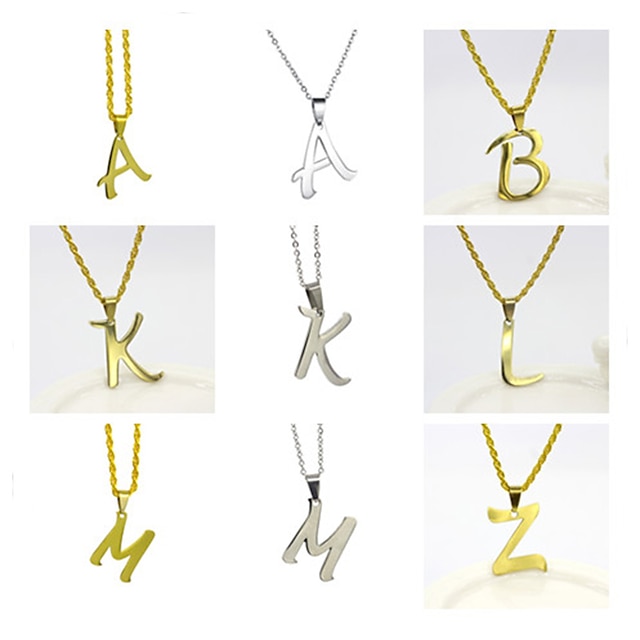  Men's Women's Silver Gold Pendant Necklace Charm Necklace X Alphabet Shape Vintage Stainless Steel Gold Silver 50 cm Necklace Jewelry 1pc For Daily