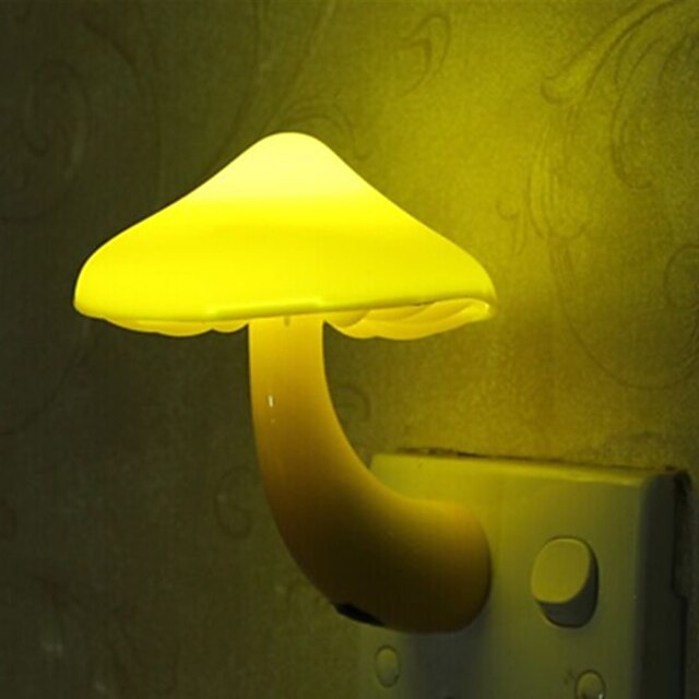  1pc צהוב פטריות לילה אור / קיר תקע אור לילד מקסים / אור שליטה 100-240 v