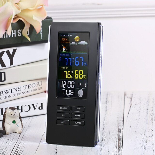  Remote Precision TS-74 Wireless Digital Thermometer Indoor Outdoor Temperature Backlight Display Clock Weather Station EU Plug/US PlugBlack