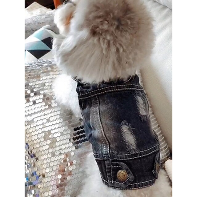  Dog Coat Denim Jacket / Jeans Jacket Puppy Clothes Jeans Cowboy Fashion Outdoor Winter Dog Clothes Puppy Clothes Dog Outfits Blue Costume for Girl and Boy Dog Denim XS S M L XL XXL