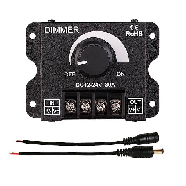  1PC 30A LED Dimmer DC12V- 24V 360W Adjustable Brightness Bulb Belt Drive Monochrome Photoelectric Power Controller LED for Strips Light or Led Lamp