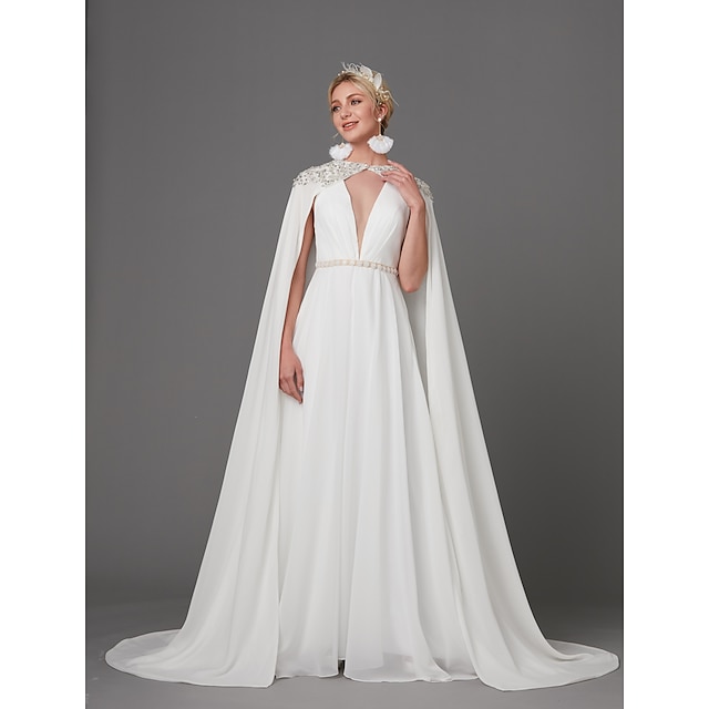 Sleeveless Capes Chiffon Wedding / Party / Evening Women's Wrap With Beading / Appliques / Paillette