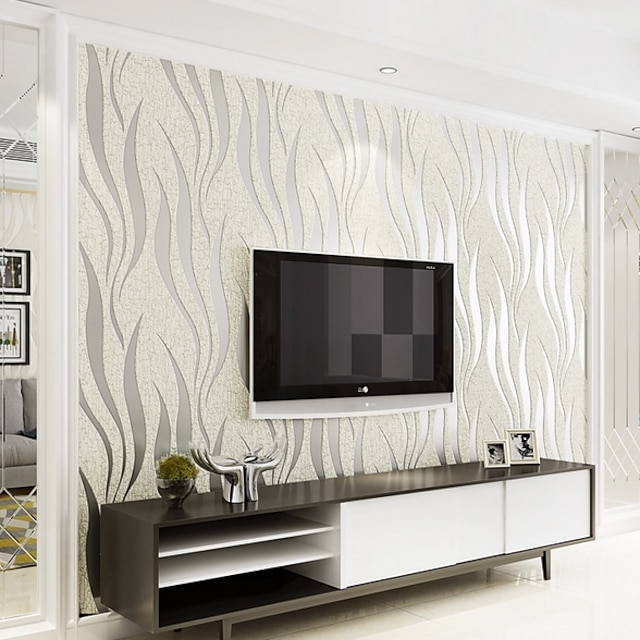  Strip Wallpaper Damask Wall Covering Sticker Film Flocking Non Woven Adhesive required Home Décor 1000x53cm/393.7x20.87inch