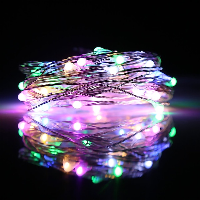  5m String Lights 50 LEDs 1pc Multi Color Waterproof USB Party USB Powered AA Batteries Powered