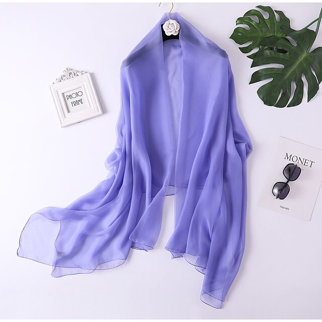 sjalar kvinnors bröllop gästlindor damsjalar sjalar sjalar solskydd ärmlösa imiterade sidenbröllopssjalar med ren färg för fest våren& falla