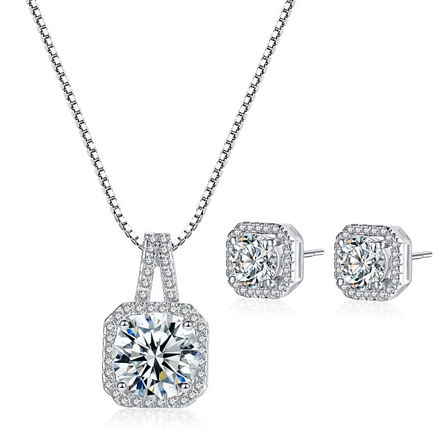 Pentru femei Zirconiu Cubic Seturi de bijuterii de mireasă Dulce Cute Stil Ștras cercei Bijuterii Argintiu Pentru Nuntă Petrecere 1set / Cercei