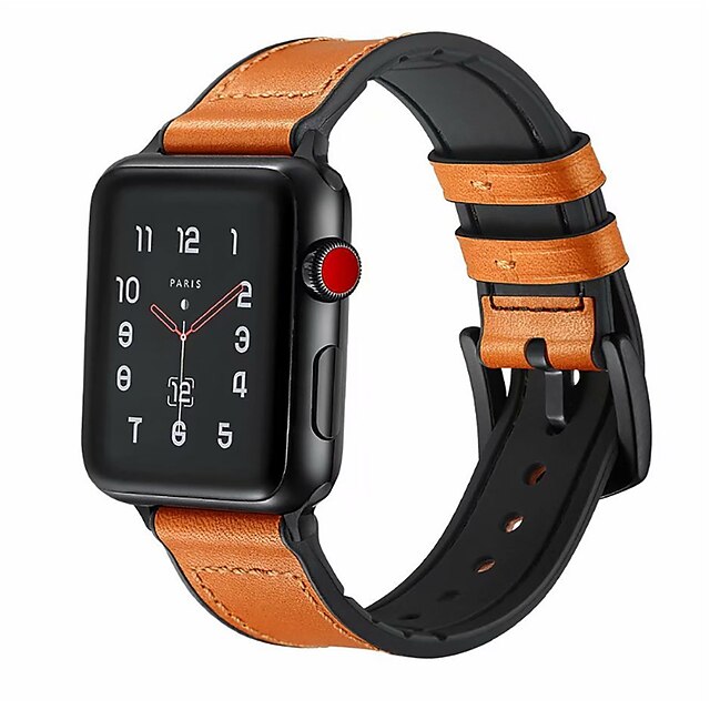  Pulseira de Smartwatch para Apple  iWatch 1 pcs Pulseira Esportiva Fecho Clássico Pulseira de Couro Silicone Couro Legitimo Substituição Tira de Pulso para Apple Watch Series 7 / SE / 6/5/4/3/2/1