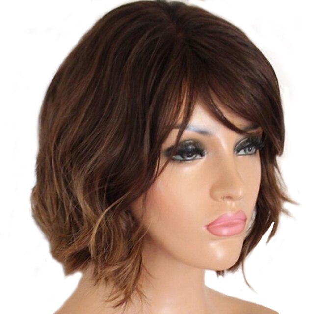  Synthetic Wig Curly Side Part Wig Medium Length Brown / Burgundy Synthetic Hair 12 inch Women's Fashionable Design Women Synthetic Brown