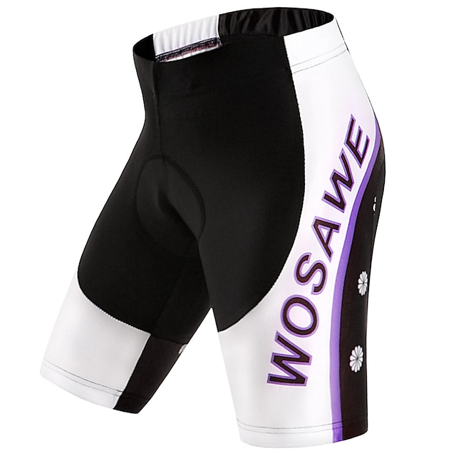  WOSAWE Mulheres Bermudas Acolchoadas Para Ciclismo Moto Calção Shorts acolchoados / camurça Calças A Prova de Vento Respirável Secagem Rápida Esportes Retalhos Branco / preto Ciclismo de Montanha