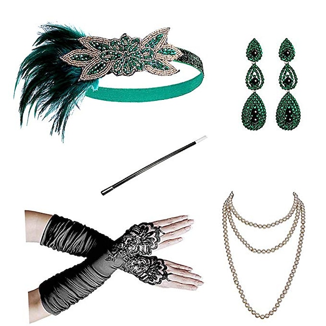  Vintage 1920-luku Suuri Gatsby Flapper-panta Tarvikesarja charleston Naisten Feather Festivaali