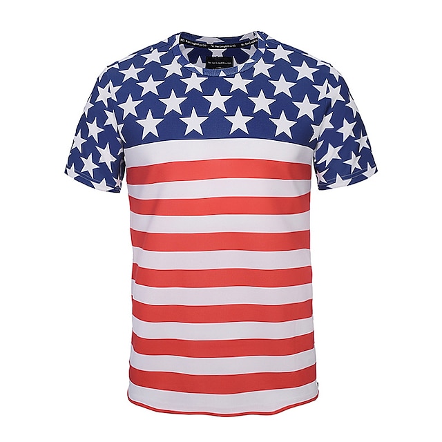  Adults' Men's Cosplay American Flag Cosplay Costume T-shirt For Halloween Daily Wear Cotton Independence Day T-shirt