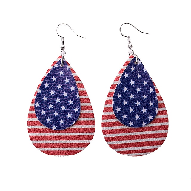  Women's Earrings American flag Star Flag Patriotic Jewelry Modern European Trendy Leather Earrings Jewelry Rainbow For Street Daily Festival 1 Pair