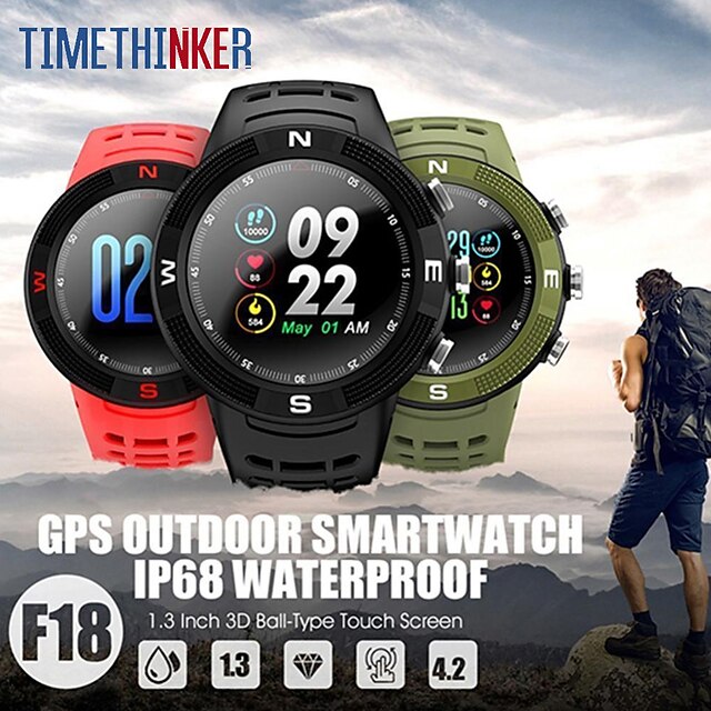  Stf18 gps relógio dos homens esportes smart watch rastreador de fitness monitor de freqüência cardíaca nadador rastreador ip68 smartwatch conectar ios android telefone