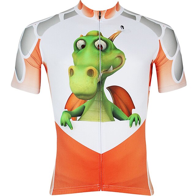  ILPALADINO Men's Short Sleeve Cycling Jersey Summer Polyester Purple Red Blue Dinosaur Bike Jersey Top Mountain Bike MTB Road Bike Cycling Ultraviolet Resistant Quick Dry Breathable Sports Clothing