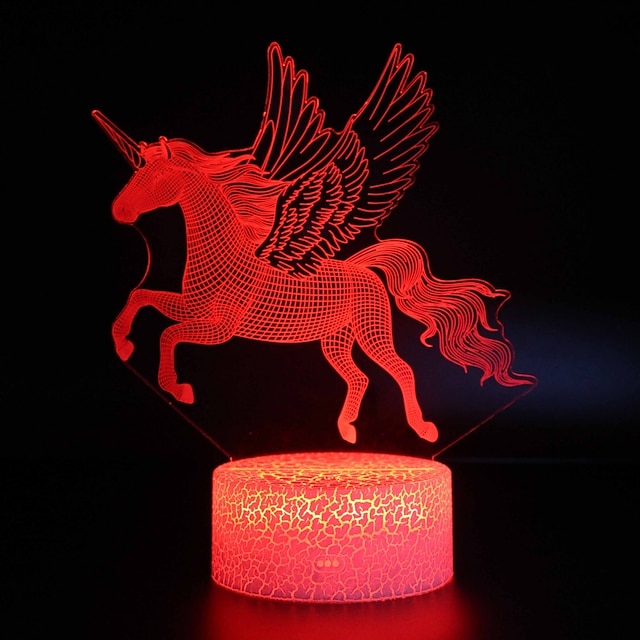  unicorn led-belysning lyser upp leksak 3d-tecknad film för födelsedagspresenter och festfavoriter1 st