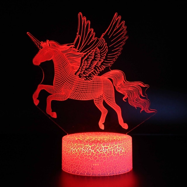  unicorn cu led iluminat jucărie desen animat 3dpentru cadouri de zi de naștere și favoruri de petrecere1 buc