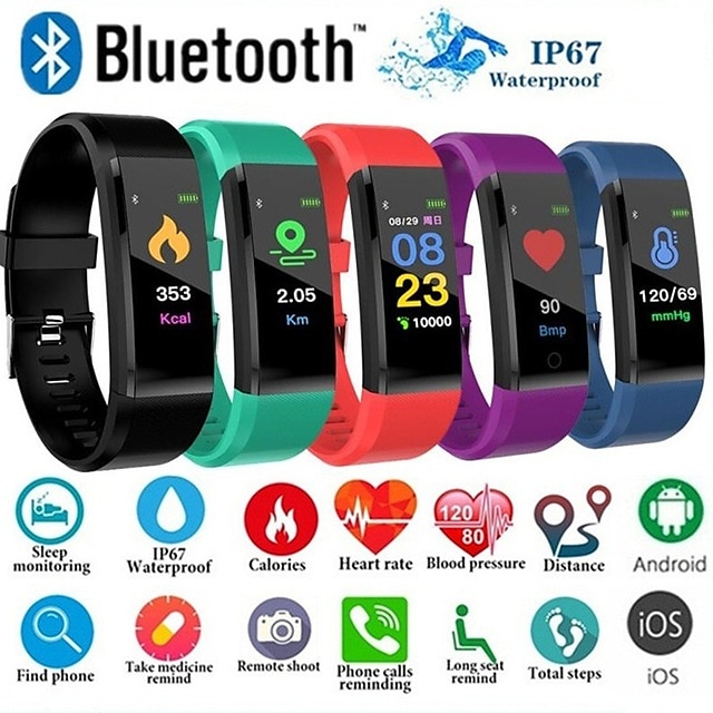  ID115 PLUS Smart Watch Smartwatch Fitness Running Watch Bluetooth Pedometer Sleep Tracker Alarm Clock Compatible with Women Men