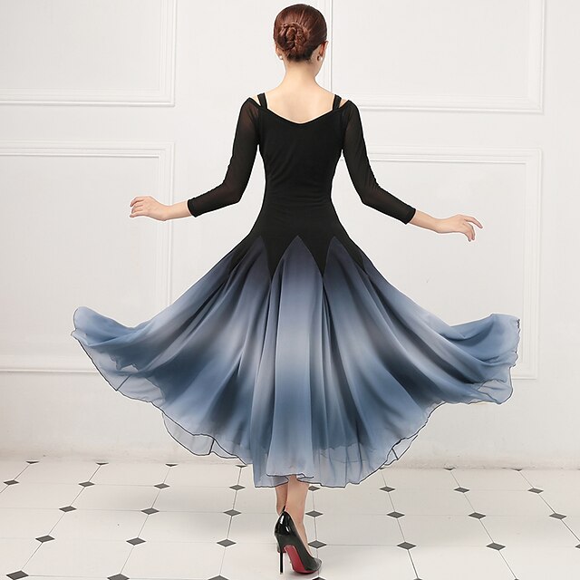 Ballroom Dance Dress Split Joint Women's Training Performance 3/4 ...