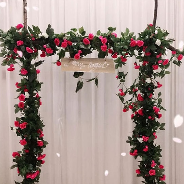  220Cm/86“ Artificial Flower Plastic Wedding Vine Wall Flower Vine 1 Bouquet,Fake Flowers For Wedding Arch Garden Wall Home Party Hotel Office Arrangement Decoration