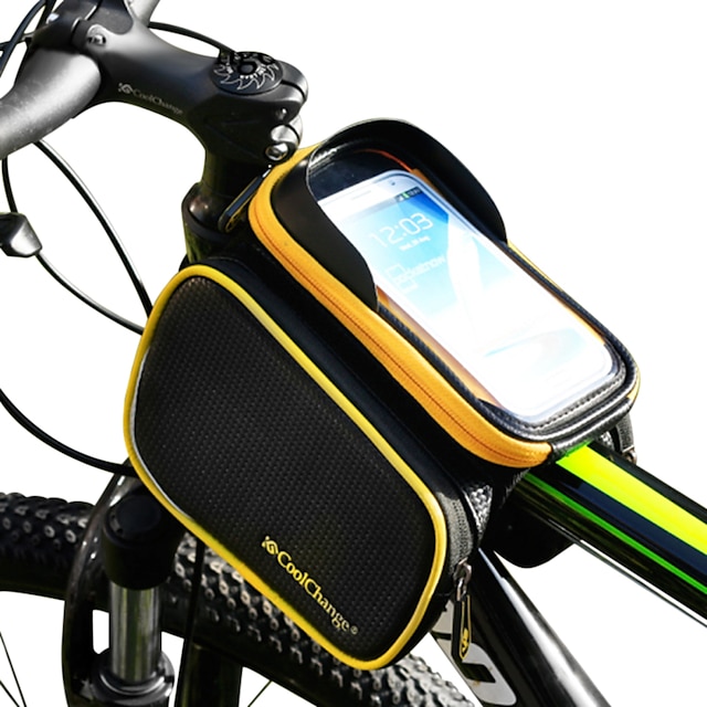  CoolChange Mobiltelefonetui Taske til stangen på cyklen Top Tube Bag 6.2 inch Touch Screen Reflekterende Vandtæt Cykling for Samsung Galaxy S6 iPhone 5C iPhone 4/4S Sort Gul / Sort Blå Cykling / Cykel