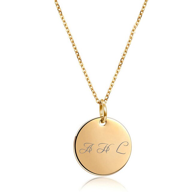  Personalized Customized Necklace Name Necklace Stainless Steel Coin Name Engraved Gift Promise Festival Round 1pcs Rose Gold Gold Silver / Laser Engraving