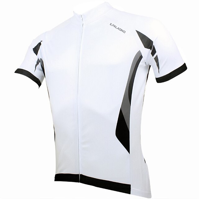  ILPALADINO Men's Short Sleeve Cycling Jersey Summer Polyester White Patchwork Bike Jersey Top Mountain Bike MTB Road Bike Cycling Ultraviolet Resistant Quick Dry Breathable Sports Clothing Apparel