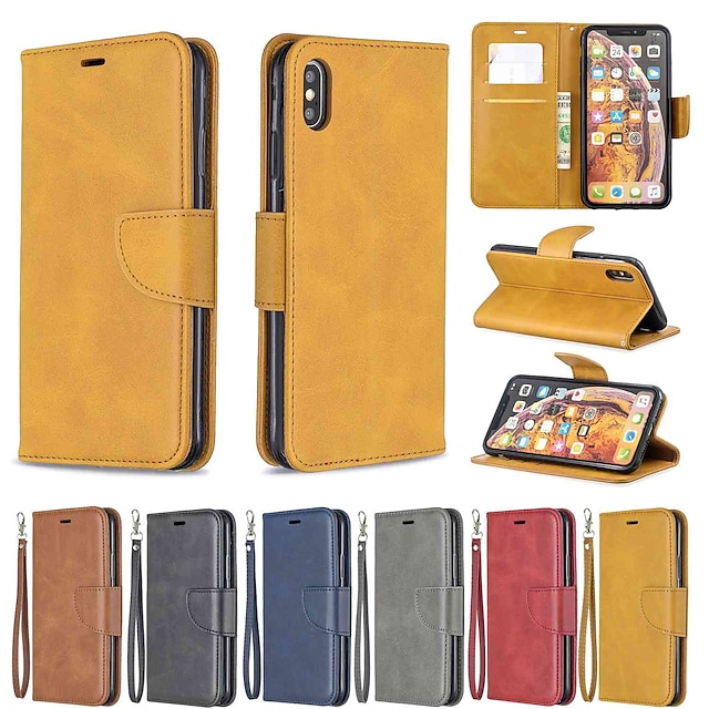  Phone Case For Apple Full Body Case Leather Wallet Card iPhone 13 12 Pro Max 11 SE 2020 X XR XS Max 8 7 Wallet Card Holder Shockproof Solid Color Hard PU Leather