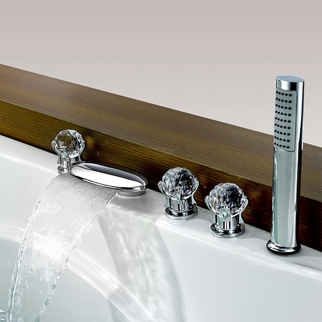  Grifo de bañera - Moderno Cromo Bañera romana Válvula Latón Bath Shower Mixer Taps
