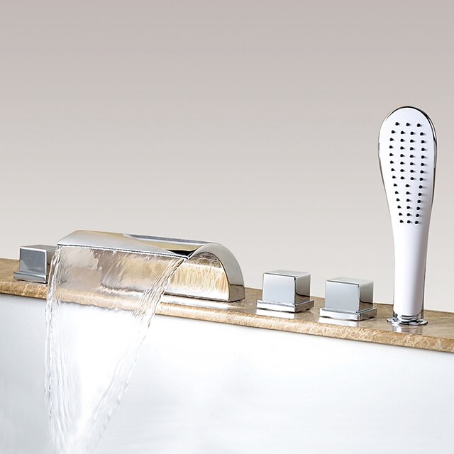  ברז לאמבטיה - עכשווי כרום חורים צדדיים שסתום פליז Bath Shower Mixer Taps