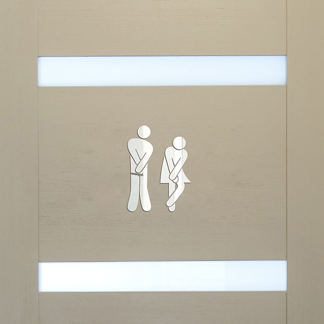  tegn vegg klistremerker toalett, pre-limt pvc hjem dekorasjon veggdekal 11 * 17cm