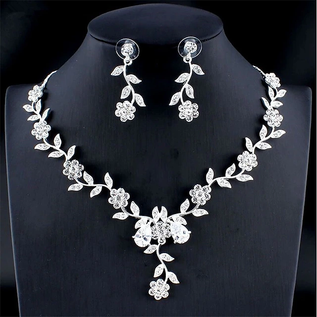 1 set Bridal Jewelry Sets For Women's White Christmas Party Wedding ...