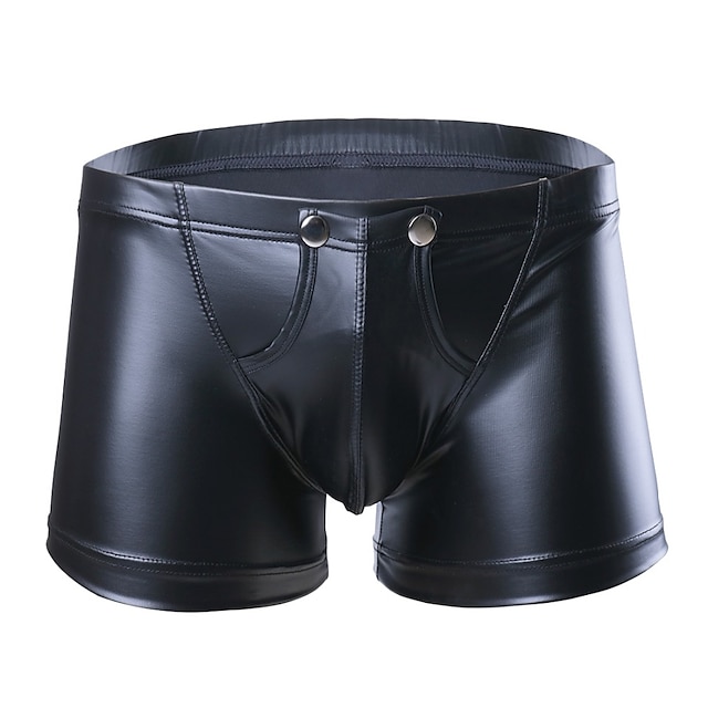  Hombre 1 paquete Ropa Interior Boxer Remache Nailon Baja cintura Normal Negro