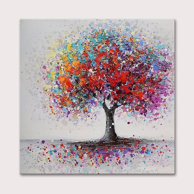  Oil Painting Handmade Hand Painted Wall Art Colorful Tree Plant Home Decoration Décor Stretched Frame Ready to Hang